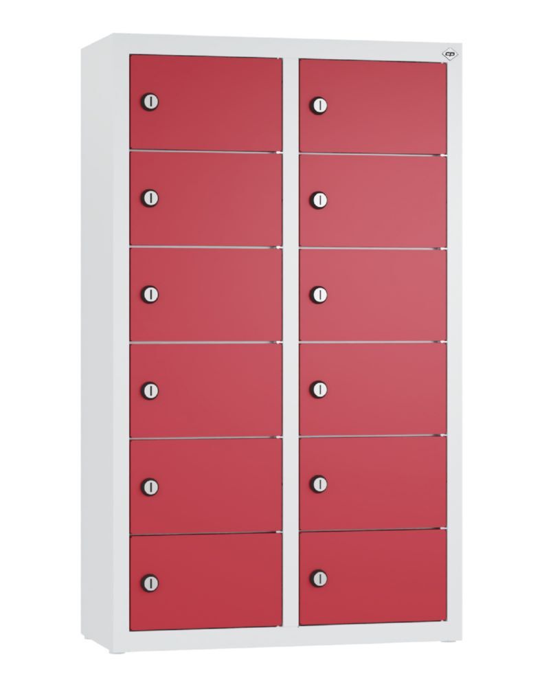 C+P Kleingefachschrank 12 kleine Fächer rubinrot weiß 460 x 200 x 770 mm Produktbild C+P Kleingefachschrank 12 kleine Fächer rubinrot weiß 460 x 200 x 770 mm