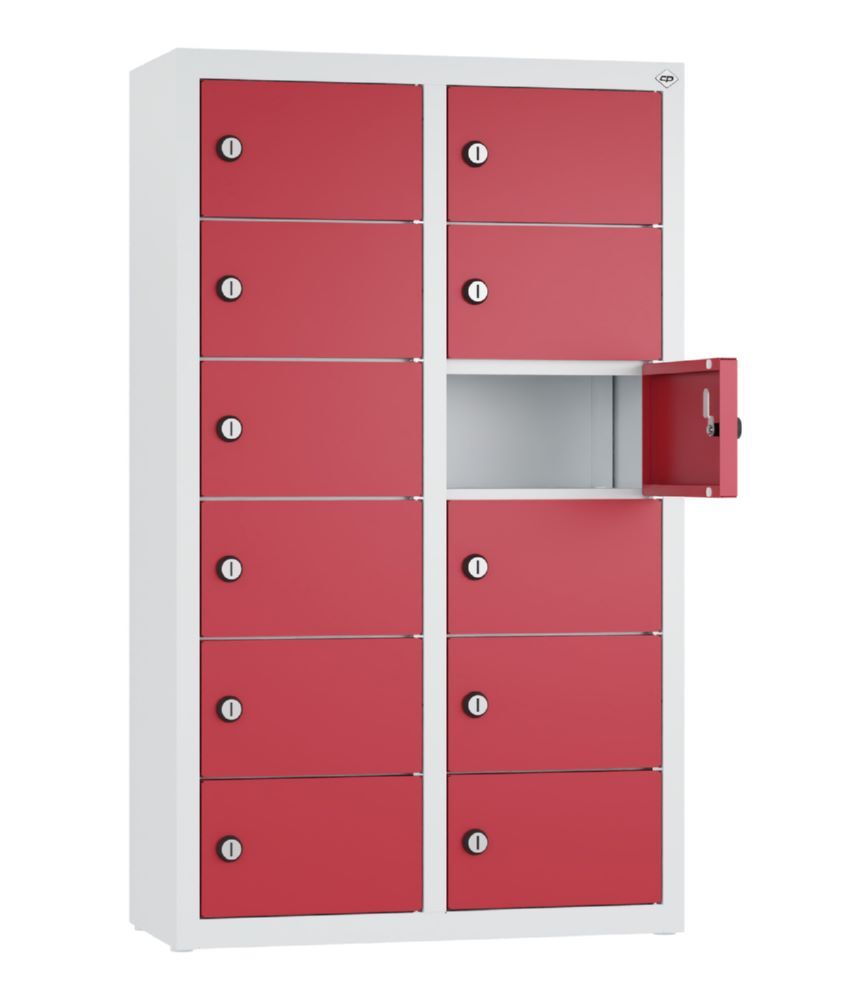 C+P Kleingefachschrank 12 kleine Fächer rubinrot weiß 460 x 200 x 770 mm Produktbild C+P Kleingefachschrank 12 kleine Fächer rubinrot weiß 460 x 200 x 770 mm bild 2