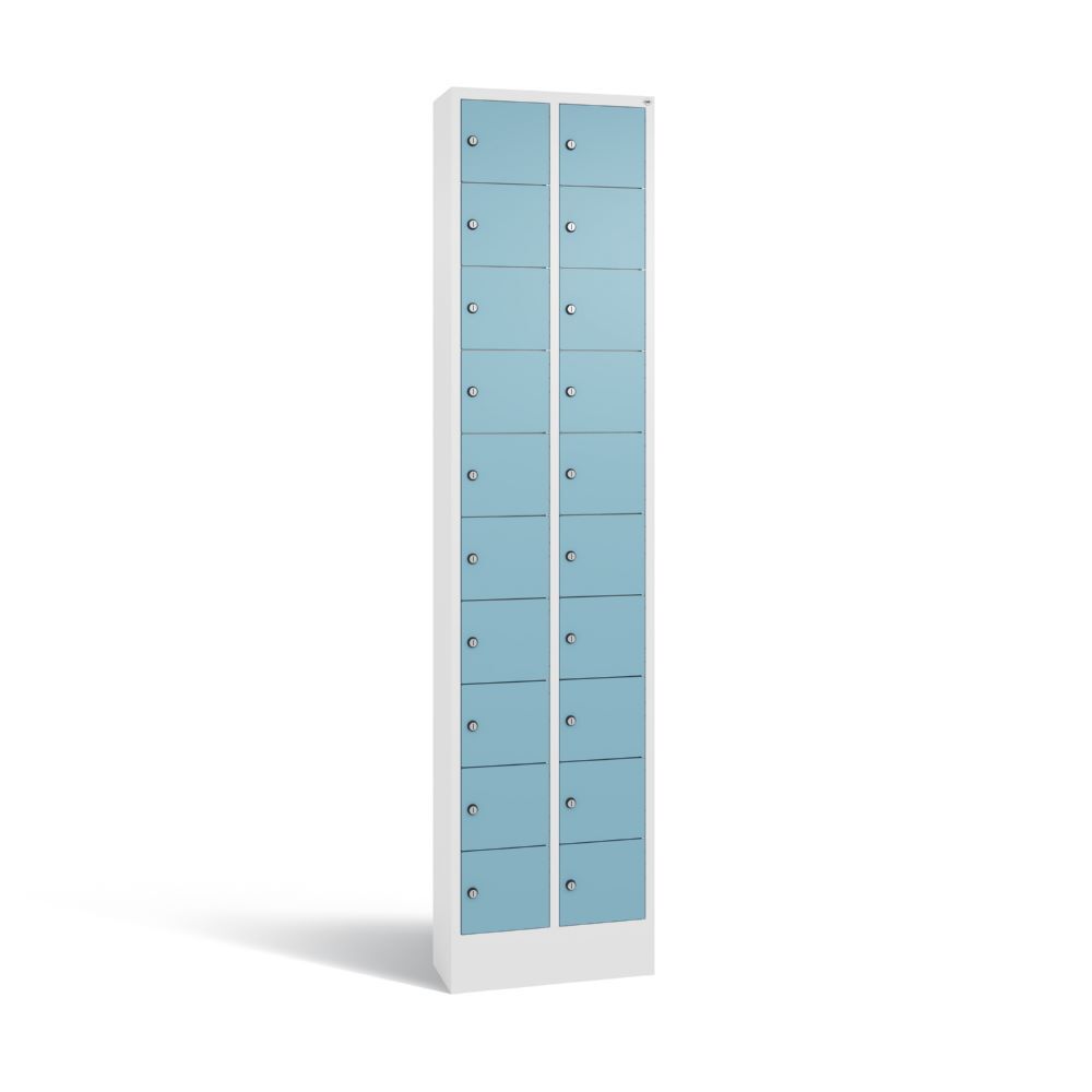 C+P Kleingefachschrank 20 Fächer 1950 x 460 x 200 mm weiß horizontblau Produktbild C+P Kleingefachschrank 20 Fächer 1950 x 460 x 200 mm weiß horizontblau