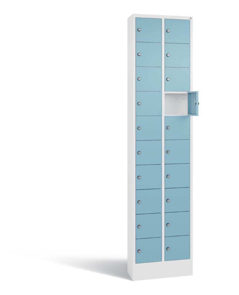 C+P Kleingefachschrank 20 Fächer 1950 x 460 x 200 mm weiß horizontblau Produktbild C+P Kleingefachschrank 20 Fächer 1950 x 460 x 200 mm weiß horizontblau bild 2