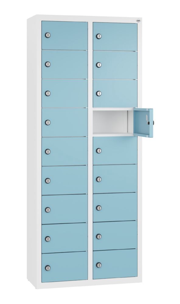 C+P Kleingefachschrank 18 Fächer 1130 x 460 x 200 mm weiß horizontblau Produktbild C+P Kleingefachschrank 18 Fächer 1130 x 460 x 200 mm weiß horizontblau bild 2