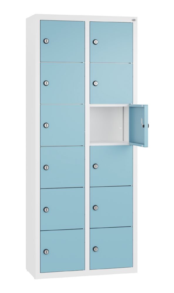 C+P Kleingefachschrank 12 Fächer 1130 x 460 x 200 mm weiß horizontblau Produktbild C+P Kleingefachschrank 12 Fächer 1130 x 460 x 200 mm weiß horizontblau bild 2