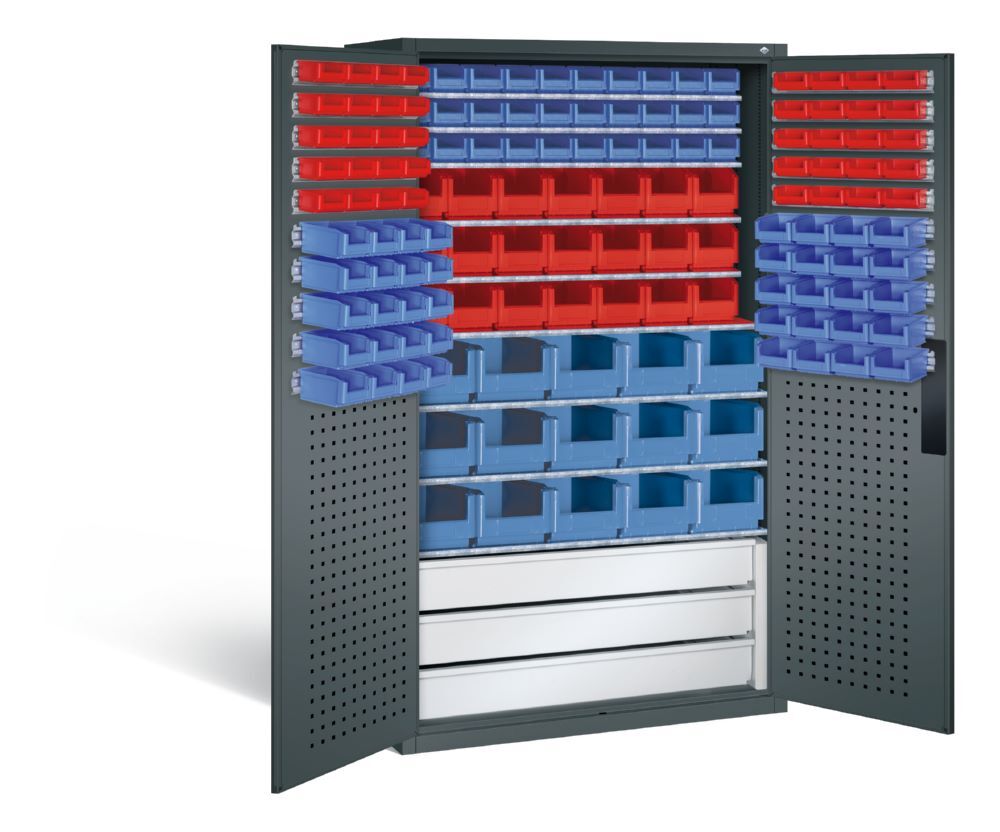 C+P Magazinschrank mit 146 Sichtlagerkästen 1950 x 1100 x 535 mm in anthrazit Produktbild C+P Magazinschrank mit 146 Sichtlagerkästen 1950 x 1100 x 535 mm in anthrazit bild 2