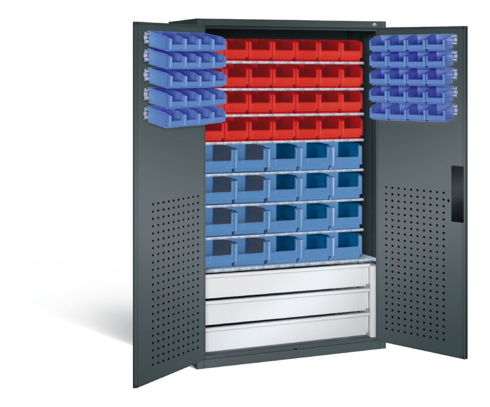 C+P Magazinschrank mit 83 Sichtlagerkästen 1950 x 1100 x 535 mm anthrazit Produktbild C+P Magazinschrank mit 83 Sichtlagerkästen 1950 x 1100 x 535 mm anthrazit bild 2