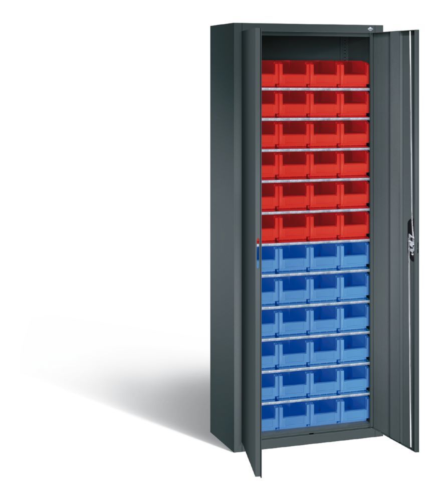 C+P Magazinschrank mit 48 verschiedenen Lagerkästen anthrazit 700 x 300 x 1980 mm Produktbild C+P Magazinschrank mit 48 verschiedenen Lagerkästen anthrazit 700 x 300 x 1980 mm bild 2