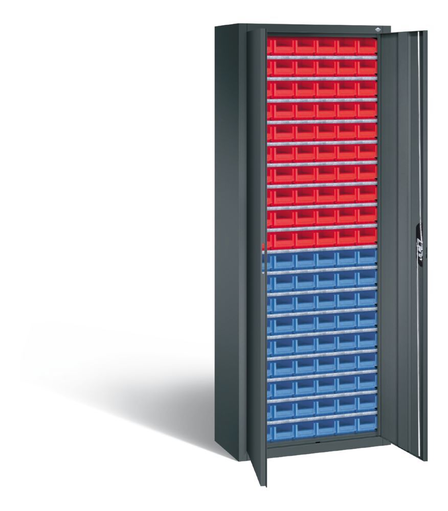 C+P Magazinschrank aus Serie 13 mit 114 Lagerkästen anthrazit 700 x 300 x 1980 mm Produktbild C+P Magazinschrank aus Serie 13 mit 114 Lagerkästen anthrazit 700 x 300 x 1980 mm bild 2