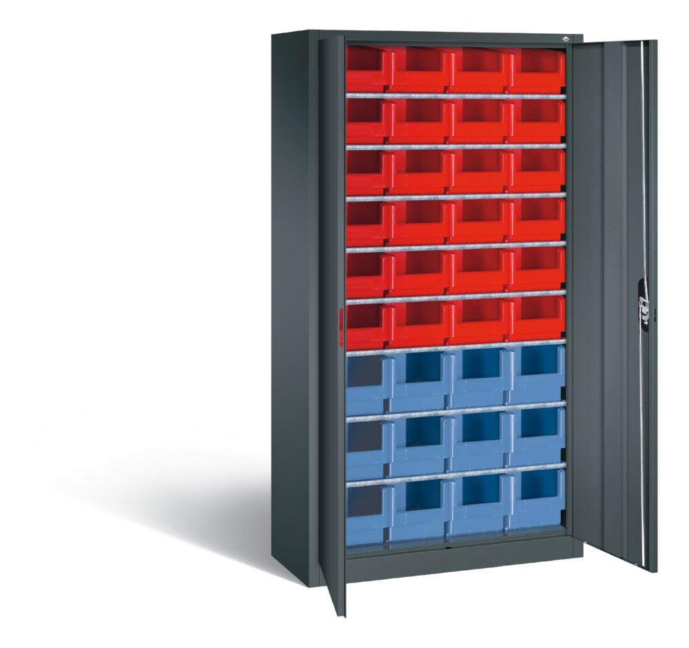 C+P Magazinschrank mit 36 Lagerkästen dunkelgrau hellgrau 1000 x 420 x 1980 mm Produktbild C+P Magazinschrank mit 36 Lagerkästen dunkelgrau hellgrau 1000 x 420 x 1980 mm bild 2