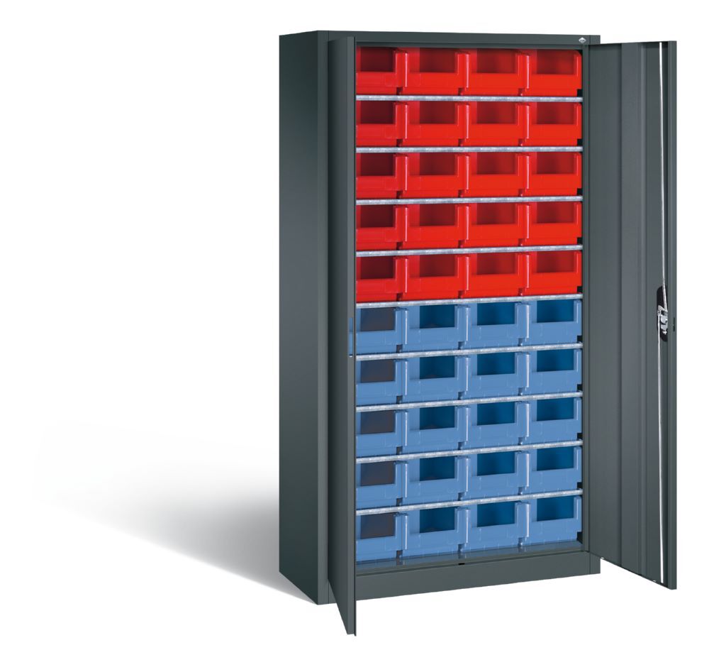 C+P Großer Magazinschrank mit 40 Sichtlagerkästen anthrazit 1000 x 420 x 1980 mm Produktbild C+P Großer Magazinschrank mit 40 Sichtlagerkästen anthrazit 1000 x 420 x 1980 mm bild 2