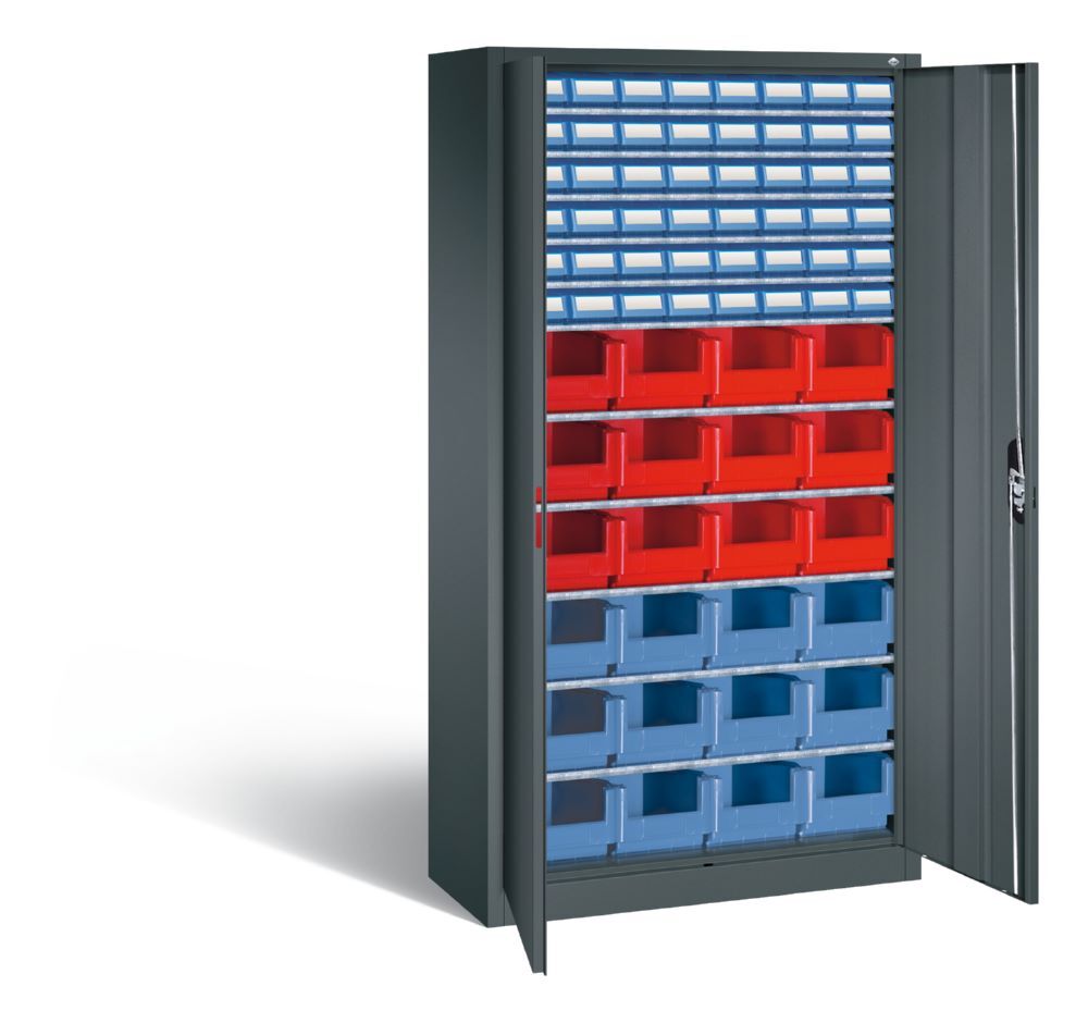C+P Magazinschrank 72 verschiedene Sichtlagerkästen anthrazit 1000 x 420 x 1980 mm Produktbild C+P Magazinschrank 72 verschiedene Sichtlagerkästen anthrazit 1000 x 420 x 1980 mm bild 2