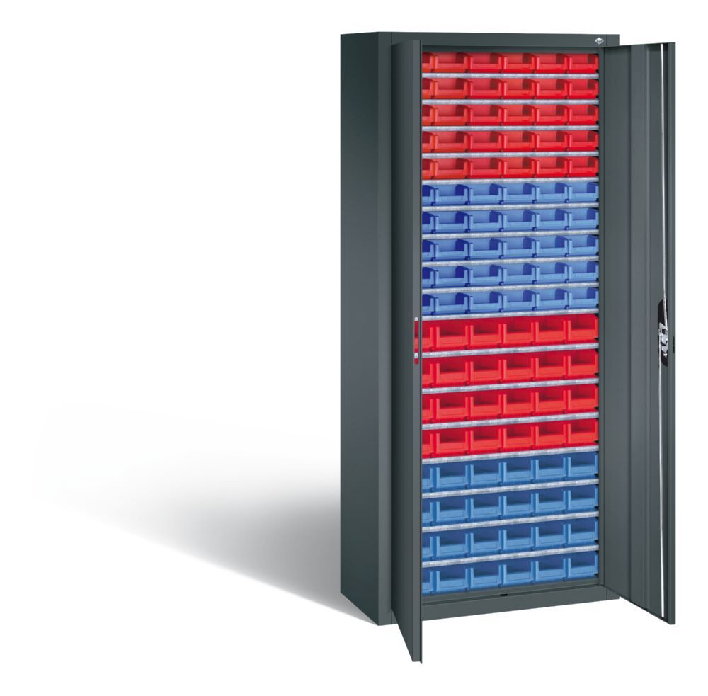 C+P Magazinschrank 108 Sichtlagerkästen dunkelgrau 700 x 300 x 1690 mm Produktbild C+P Magazinschrank 108 Sichtlagerkästen dunkelgrau 700 x 300 x 1690 mm bild 2