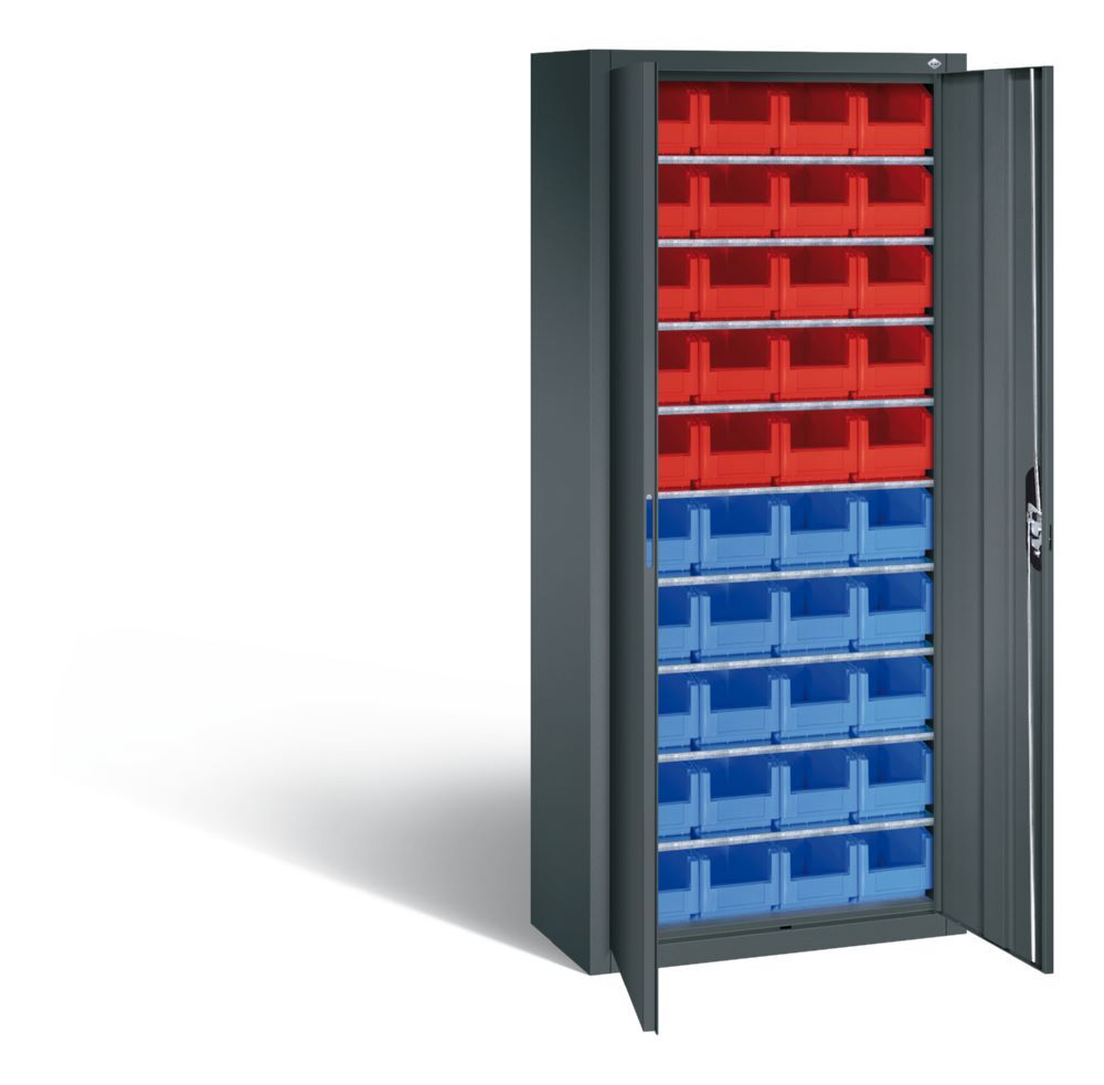 C+P Magazinschrank mit 40 Sichtlagerkästen anthrazit 700 x 300 x 1690 mm Produktbild C+P Magazinschrank mit 40 Sichtlagerkästen anthrazit 700 x 300 x 1690 mm bild 2