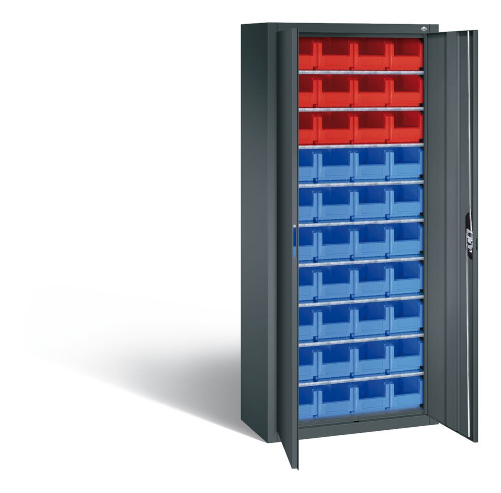 C+P Magazinschrank aus Stahl mit Lagerkästen anthrazit 700 x 300 x 1690 mm Produktbild C+P Magazinschrank aus Stahl mit Lagerkästen anthrazit 700 x 300 x 1690 mm bild 2