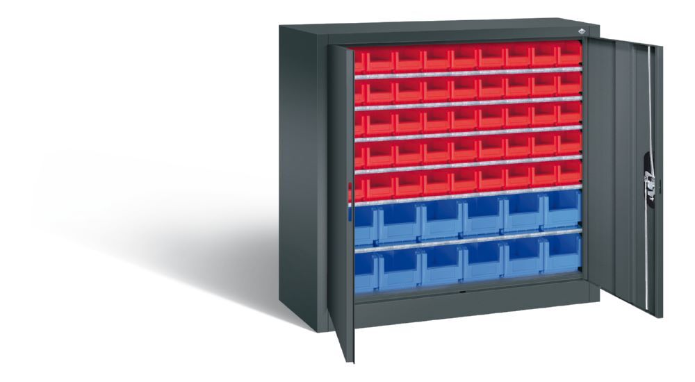 C+P Magazinschrank mit 57 Lagerkästen 6 Böden anthrazit 1000 x 420 x 1000 mm Produktbild C+P Magazinschrank mit 57 Lagerkästen 6 Böden anthrazit 1000 x 420 x 1000 mm bild 2