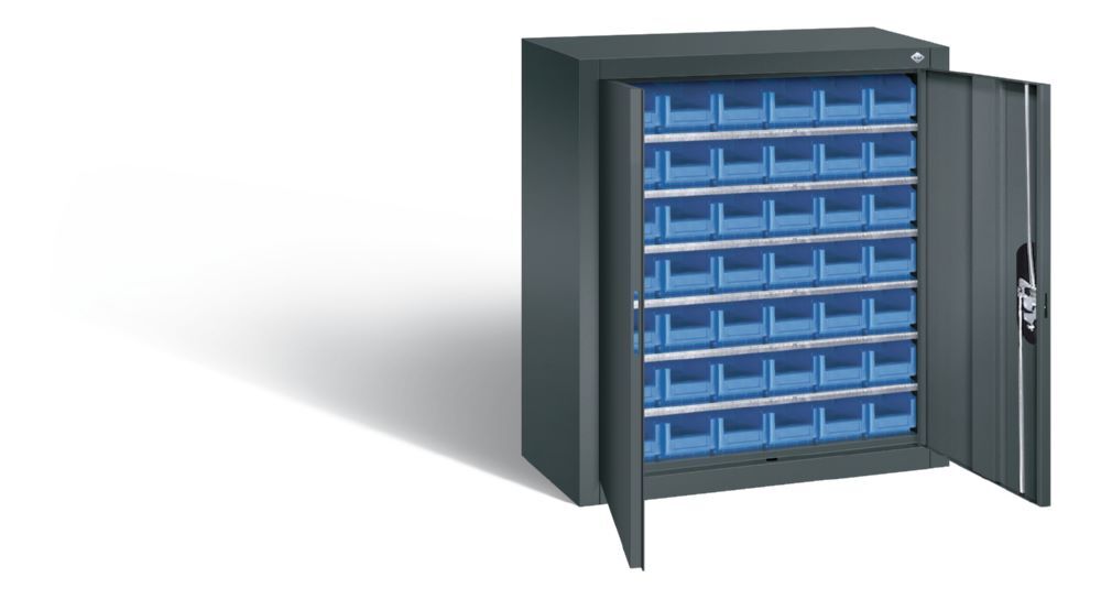 C+P Magazinschrank mit 42 Sichtlagerkästen anthrazit 700 x 300 x 830 mm Produktbild C+P Magazinschrank mit 42 Sichtlagerkästen anthrazit 700 x 300 x 830 mm bild 2
