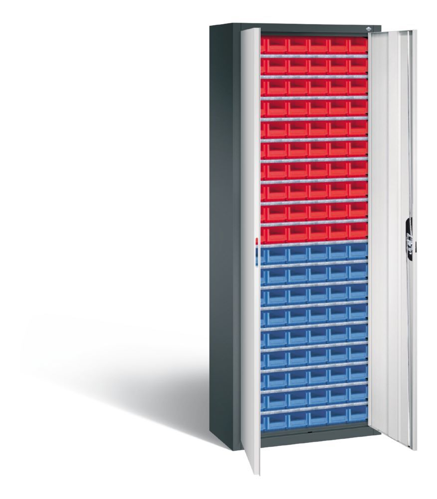 C+P Magazinschrank aus Serie 13 mit Lagerkästen grau lichtgrau 700 x 300 x 1980 mm Produktbild C+P Magazinschrank aus Serie 13 mit Lagerkästen grau lichtgrau 700 x 300 x 1980 mm bild 2
