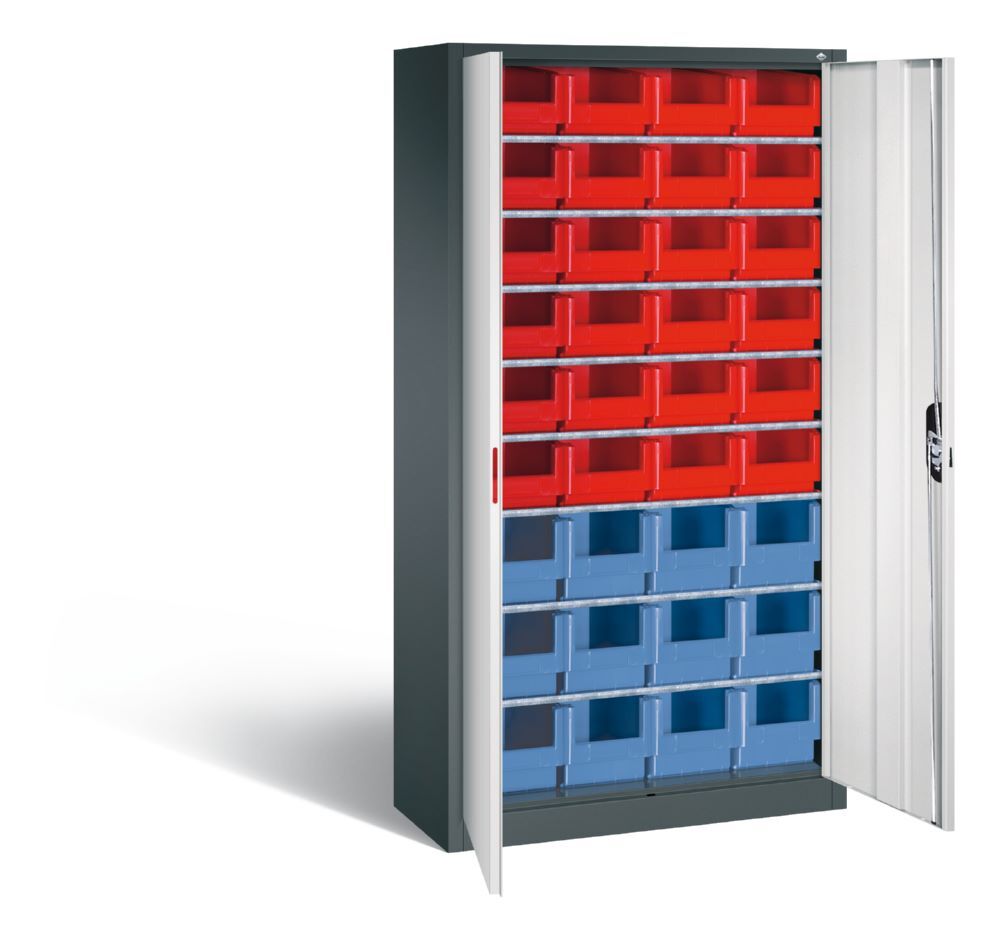 C+P Magazinschrank mit verschiedenen Lagerkästen lichtgrau grau 1000 x 420 x 1980 mm Produktbild C+P Magazinschrank mit verschiedenen Lagerkästen lichtgrau grau 1000 x 420 x 1980 mm bild 2