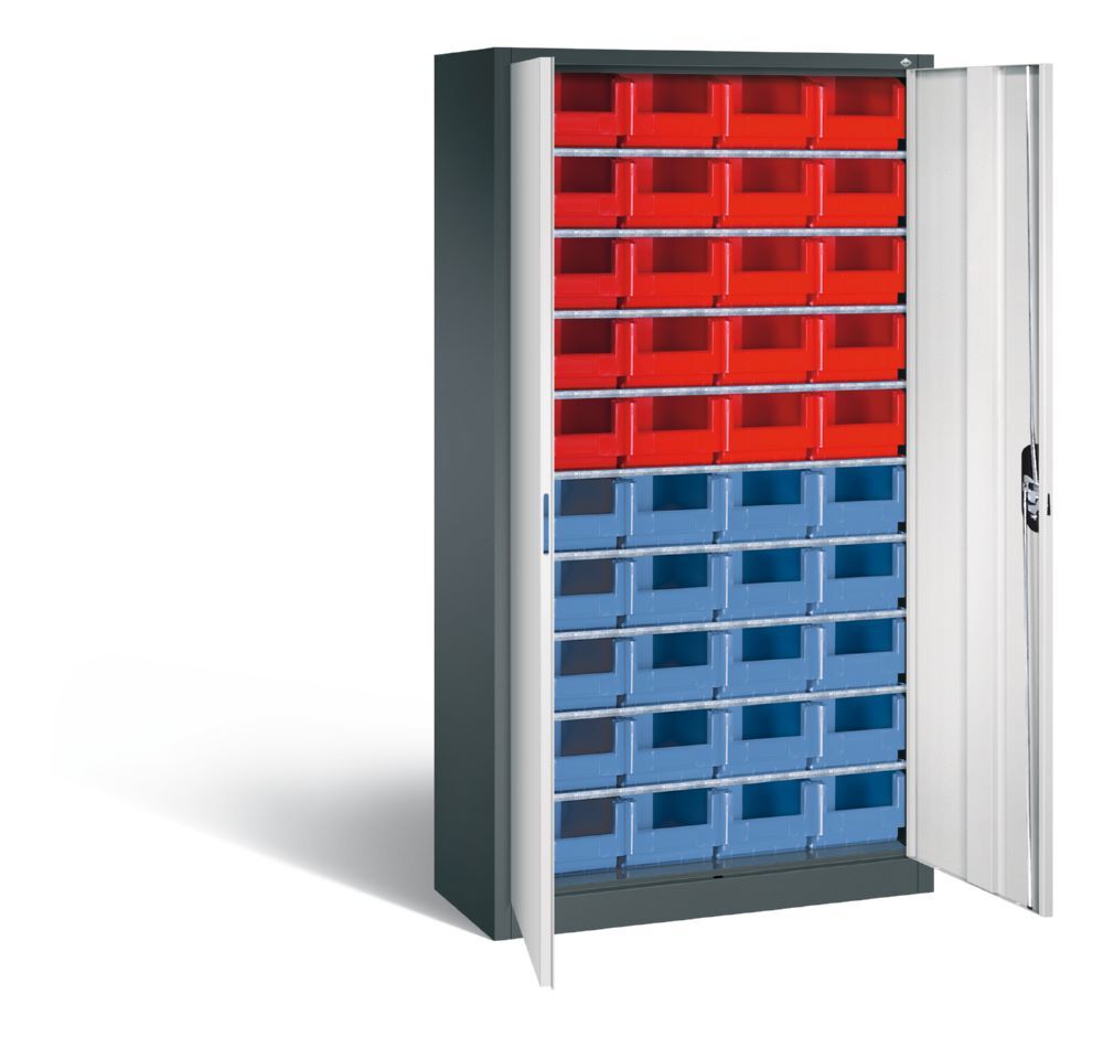 C+P Großer Magazinschrank mit 40 Lagerkästen grau lichtgrau 1000 x 420 x 1980 mm Produktbild C+P Großer Magazinschrank mit 40 Lagerkästen grau lichtgrau 1000 x 420 x 1980 mm bild 2