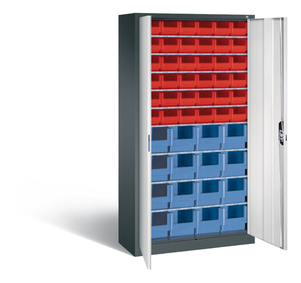 C+P Magazinschrank mit 46 Lagerkästen Türen in lichtgrau 1000 x 420 x 1980 mm Produktbild C+P Magazinschrank mit 46 Lagerkästen Türen in lichtgrau 1000 x 420 x 1980 mm bild 2
