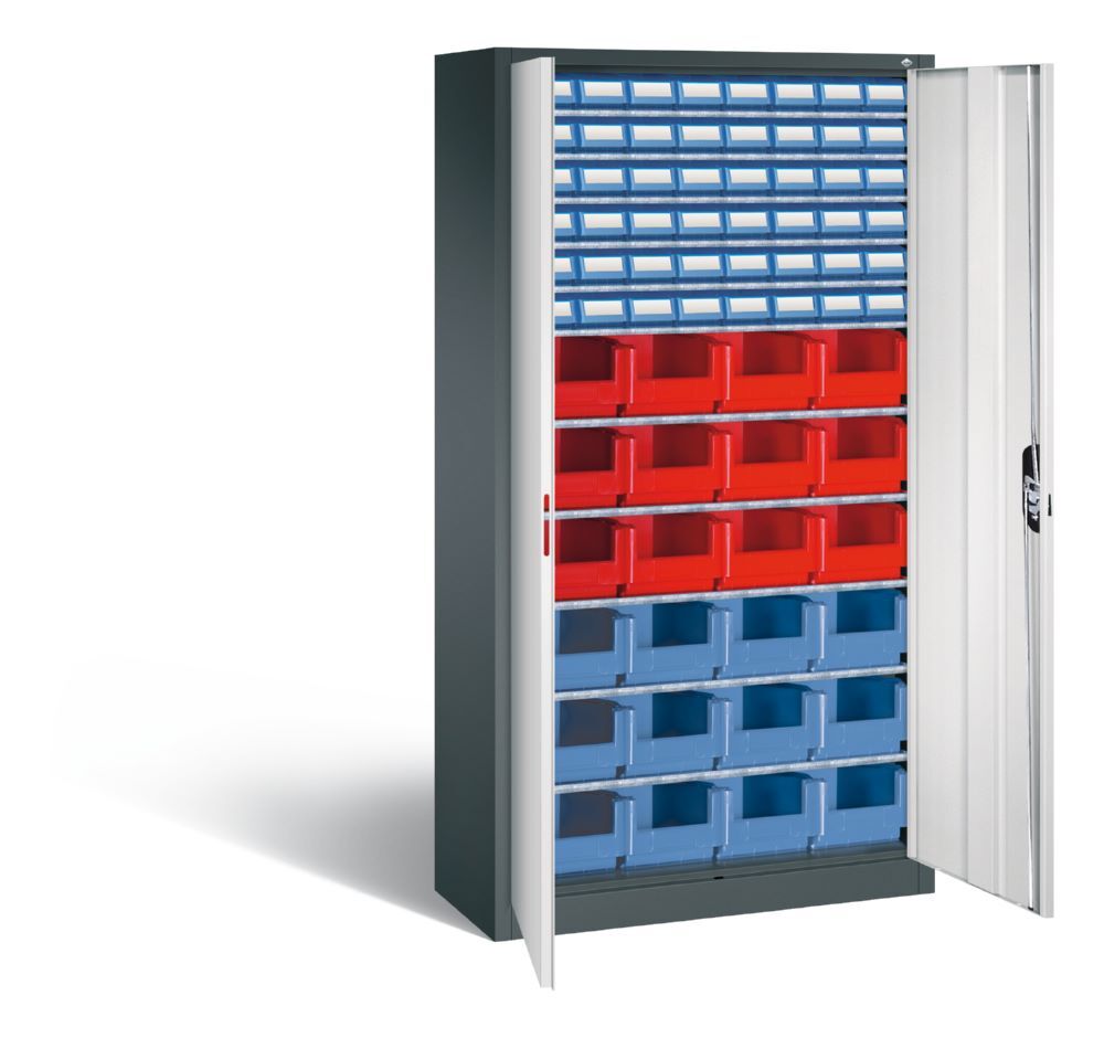 C+P Magazinschrank 72 verschiedene Sichtlagerkästen grau 1000 x 420 x 1980 mm Produktbild C+P Magazinschrank 72 verschiedene Sichtlagerkästen grau 1000 x 420 x 1980 mm bild 2