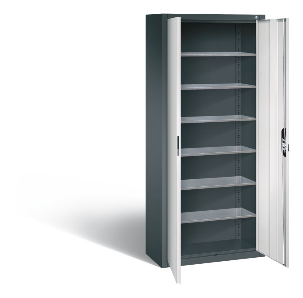 C+P Magazinschrank mit 6 Böden anthrazit grau 700 x 300 x 1690 mm Produktbild C+P Magazinschrank mit 6 Böden anthrazit grau 700 x 300 x 1690 mm bild 2