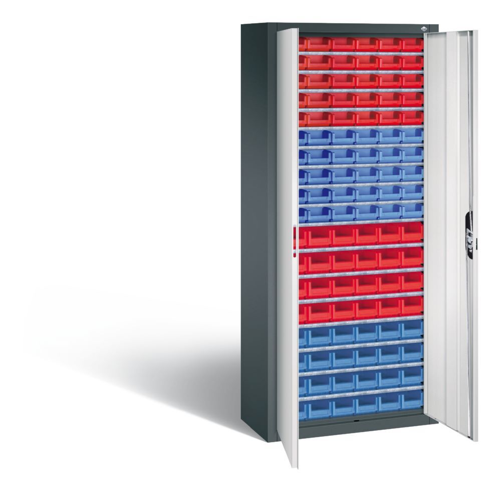 C+P Magazinschrank 108 Sichtlagerkästen anthrazit lichtgrau 700 x 300 x 1690 mm Produktbild C+P Magazinschrank 108 Sichtlagerkästen anthrazit lichtgrau 700 x 300 x 1690 mm bild 2