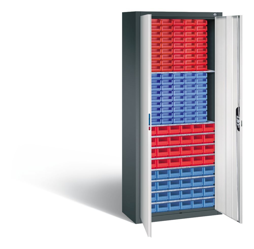 C+P Magazinschrank 138 Lagerkästen Stahltüren in grau 700 x 300 x 1690 mm Produktbild C+P Magazinschrank 138 Lagerkästen Stahltüren in grau 700 x 300 x 1690 mm bild 2