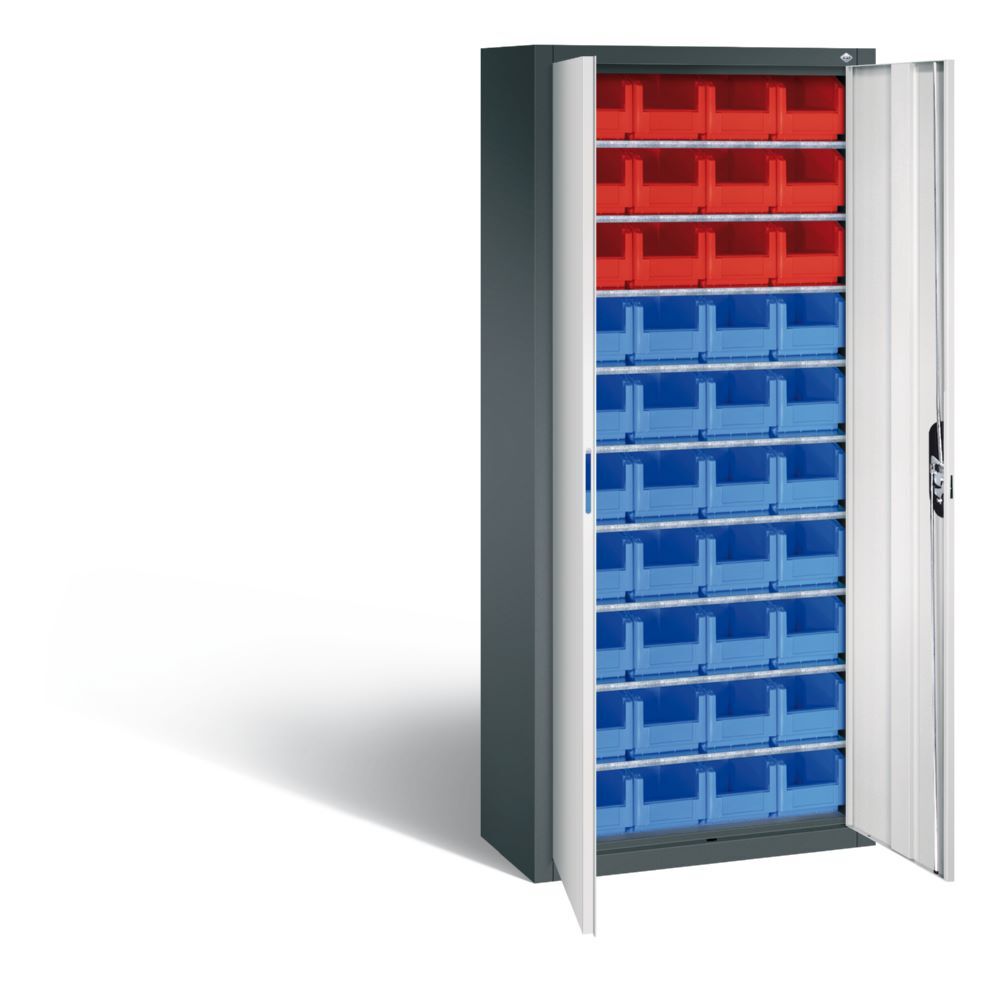 C+P Magazinschrank inklusive Lagerkästen grau lichtgrau 700 x 300 x 1690 mm Produktbild C+P Magazinschrank inklusive Lagerkästen grau lichtgrau 700 x 300 x 1690 mm bild 2