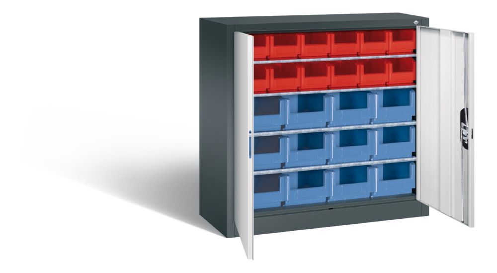 C+P Magazinschrank 24Lagerkästen 2 Stahltüren lichtgrau 1000 x 420 x 1000 mm Produktbild C+P Magazinschrank 24Lagerkästen 2 Stahltüren lichtgrau 1000 x 420 x 1000 mm bild 2