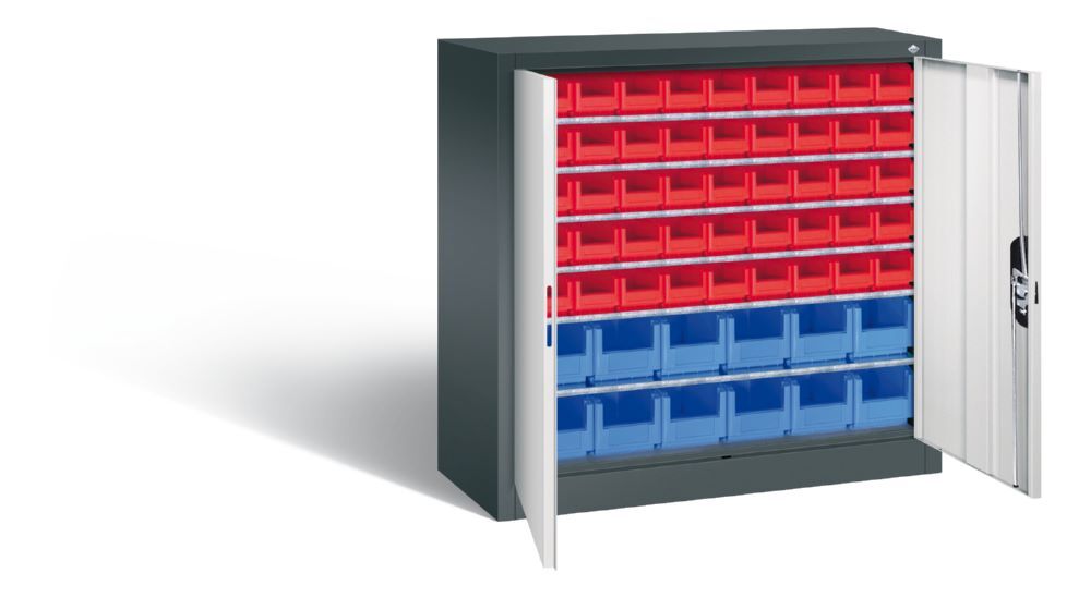 C+P Magazinschrank 57 Lagerkästen Türen in lichtgrau 1000 x 420 x 1000 mm Produktbild C+P Magazinschrank 57 Lagerkästen Türen in lichtgrau 1000 x 420 x 1000 mm bild 2