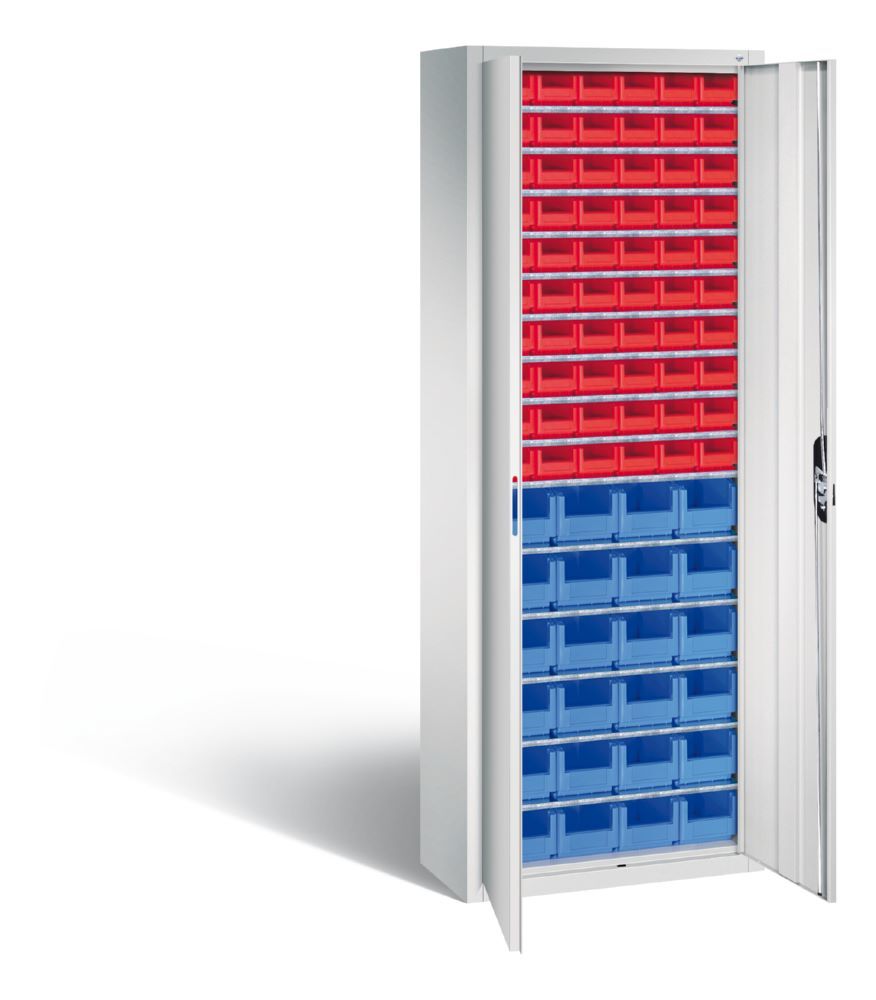C+P Magazinschrank mit 84 Lagerkästen Türen in lichtgrau 700 x 300 x 1980 mm Produktbild C+P Magazinschrank mit 84 Lagerkästen Türen in lichtgrau 700 x 300 x 1980 mm bild 2