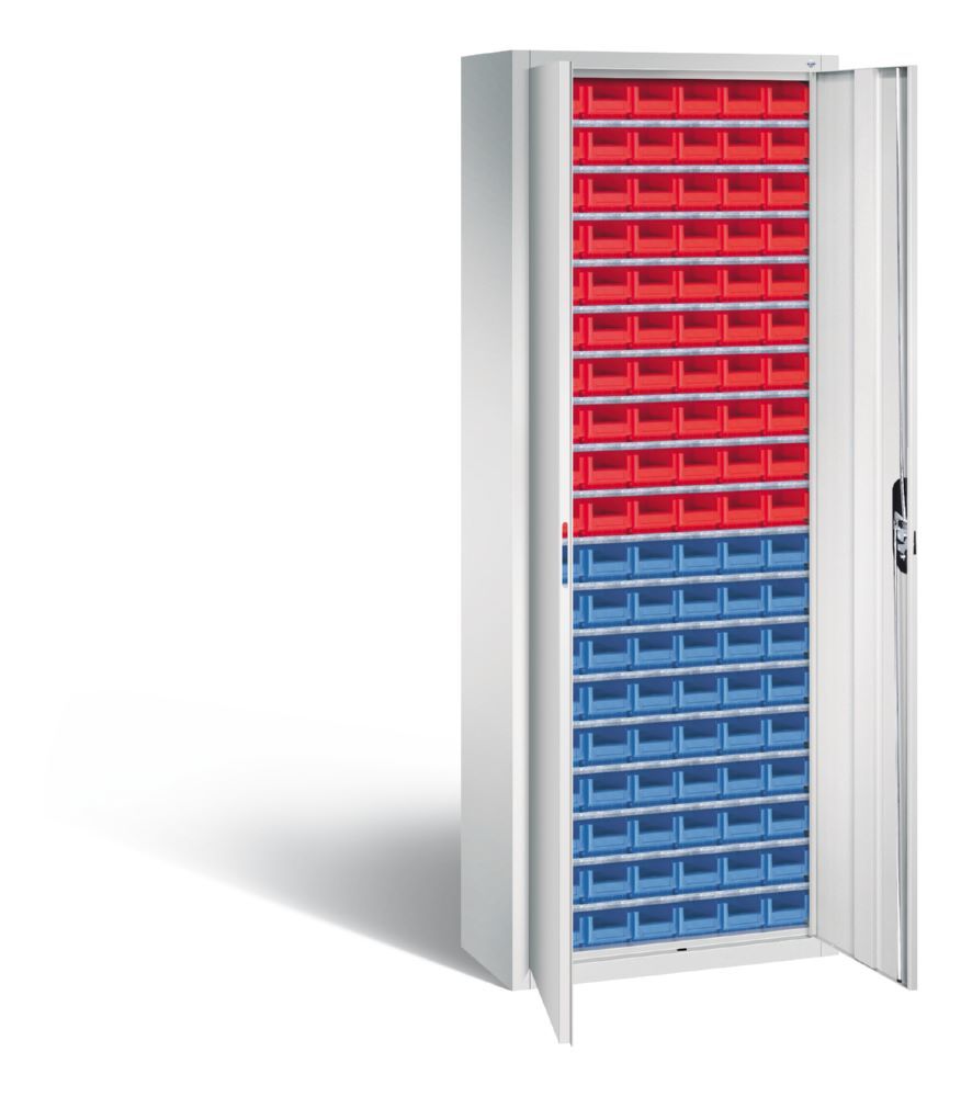 C+P Magazinschrank aus Serie 13 mit 114 Lagerkästen lichtgrau 700 x 300 x 1980 mm Produktbild C+P Magazinschrank aus Serie 13 mit 114 Lagerkästen lichtgrau 700 x 300 x 1980 mm bild 2