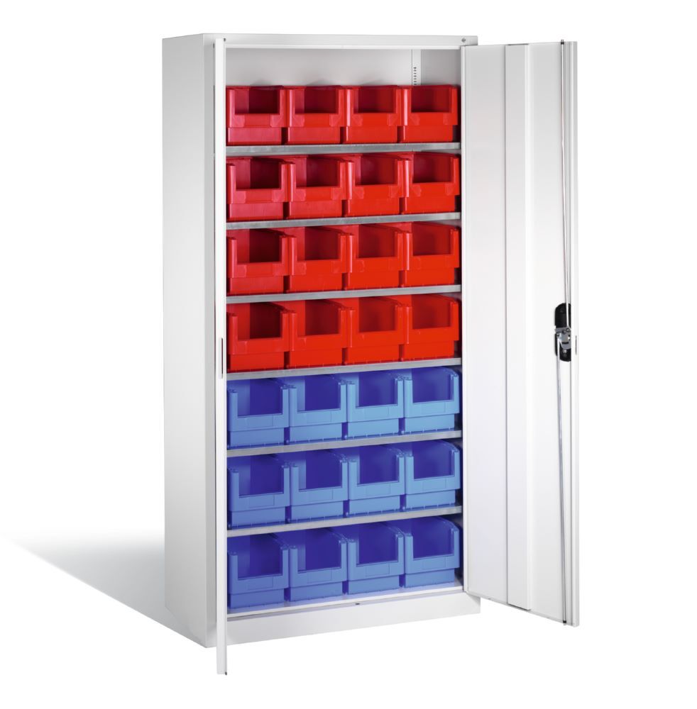 C+P Magazinschrank 28 Lagerkästen Stahltüren in lichtgrau 1000 x 420 x 1980 mm Produktbild C+P Magazinschrank 28 Lagerkästen Stahltüren in lichtgrau 1000 x 420 x 1980 mm bild 2