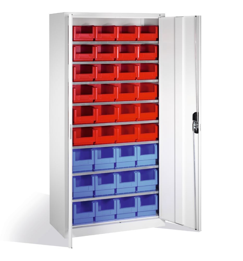 C+P Magazinschrank mit 36 Lagerkästen Türen in lichtgrau 1000 x 420 x 1980 mm Produktbild C+P Magazinschrank mit 36 Lagerkästen Türen in lichtgrau 1000 x 420 x 1980 mm bild 2