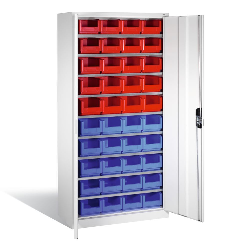 C+P Großer Magazinschrank mit 40 Sichtlagerkästen lichtgrau 1000 x 420 x 1980 mm Produktbild C+P Großer Magazinschrank mit 40 Sichtlagerkästen lichtgrau 1000 x 420 x 1980 mm bild 2