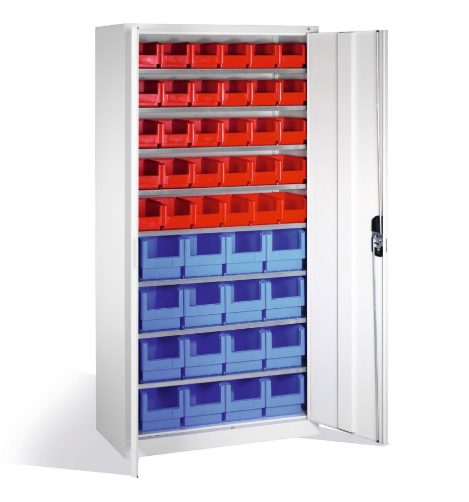 C+P Magazinschrank mit 46 Lagerkästen Türen in lichtgrau 1000 x 420 x 1980 mm Produktbild C+P Magazinschrank mit 46 Lagerkästen Türen in lichtgrau 1000 x 420 x 1980 mm bild 2