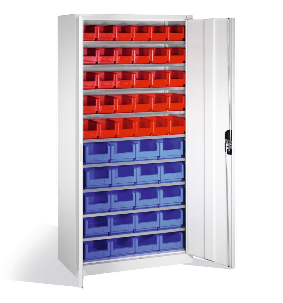 C+P Magazinschrank mit 50 Sichtlagerkästen lichtgrau 1000 x 420 x 1980 mm Produktbild C+P Magazinschrank mit 50 Sichtlagerkästen lichtgrau 1000 x 420 x 1980 mm bild 2