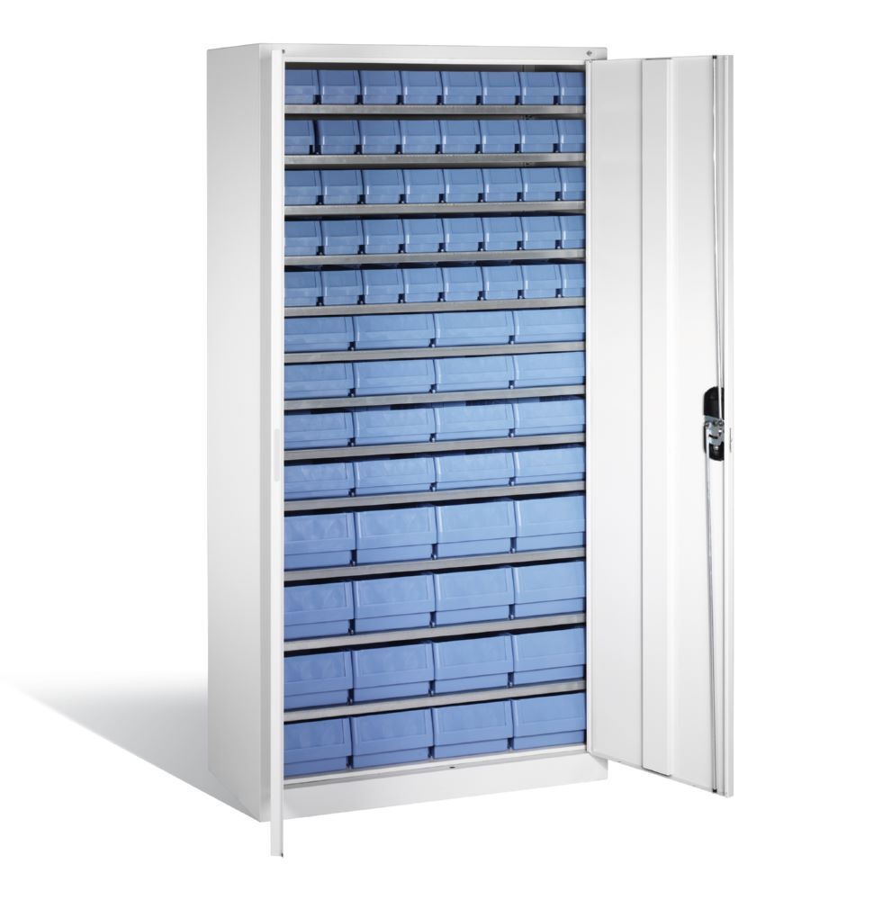 C+P Magazinschrank mit 72 Sichtlagerkästen H 1980 mm lichtgrau Produktbild C+P Magazinschrank mit 72 Sichtlagerkästen H 1980 mm lichtgrau bild 2