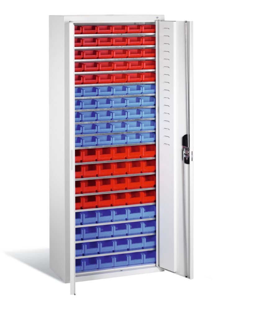 C+P Magazinschrank 108 Sichtlagerkästen lichtgrau 700 x 300 x 1690 mm Produktbild C+P Magazinschrank 108 Sichtlagerkästen lichtgrau 700 x 300 x 1690 mm bild 2