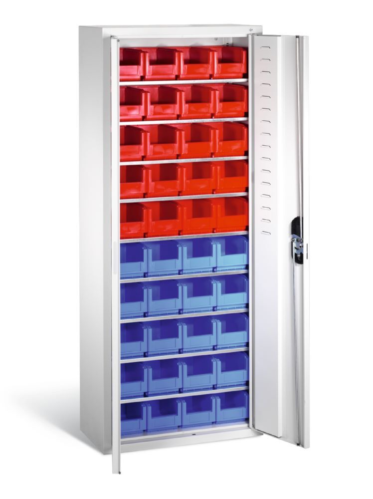 C+P Magazinschrank mit 40 Sichtlagerkästen lichtgrau 700 x 300 x 1690 mm Produktbild C+P Magazinschrank mit 40 Sichtlagerkästen lichtgrau 700 x 300 x 1690 mm bild 2