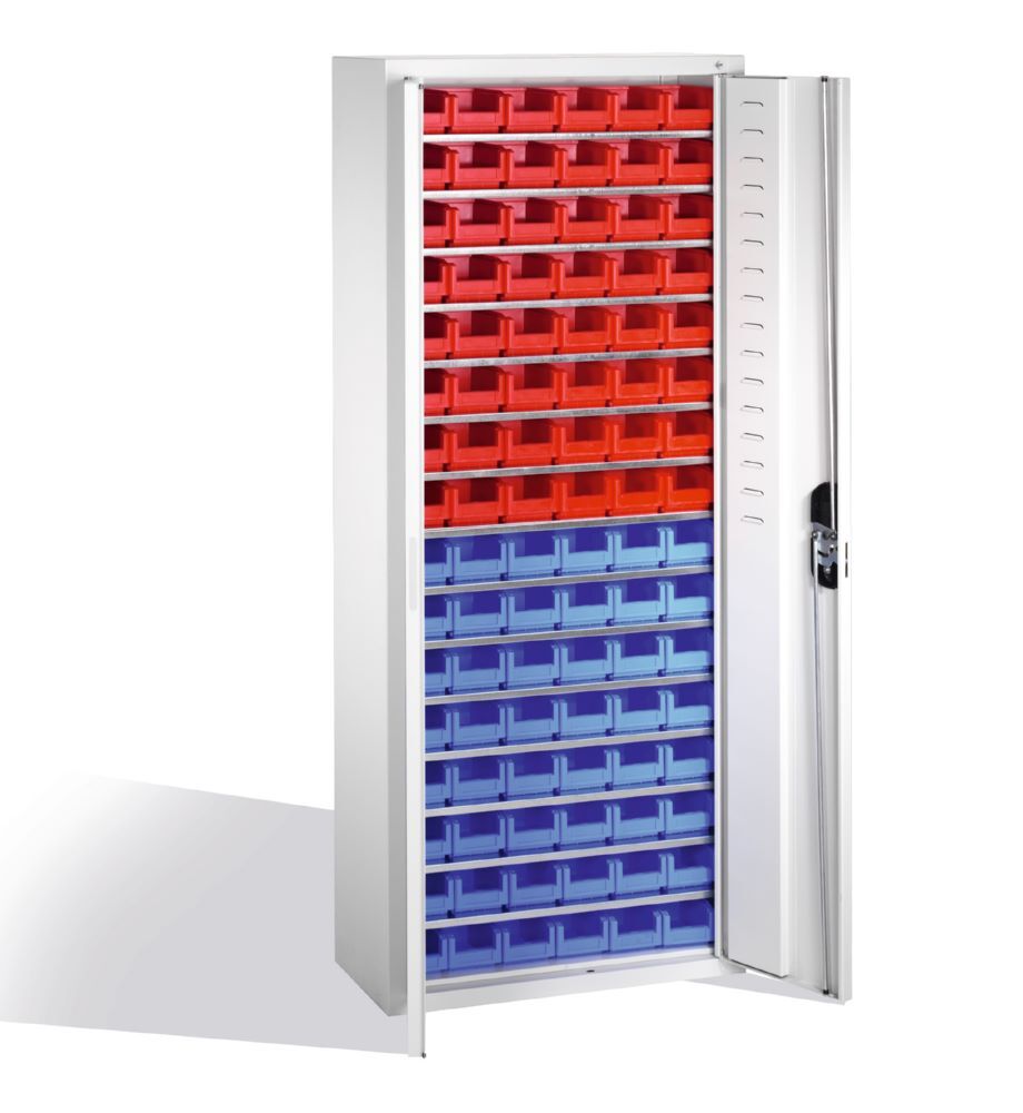 C+P Magazinschrank Serie 13 mit 96 Lagerkästen lichtgrau 700 x 300 x 1690 mm C+P Magazinschrank Serie 13 mit 96 Lagerkästen lichtgrau 700 x 300 x 1690 mm