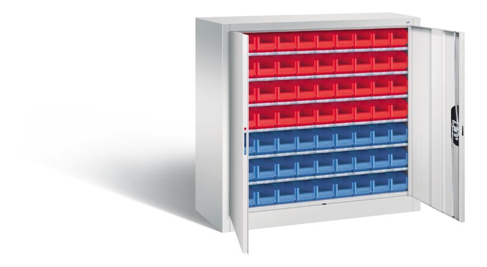 C+P Magazinschrank mit 6 Böden 63 Lagerkästen lichtgrau 1000 x 420 x 1000 mm Produktbild C+P Magazinschrank mit 6 Böden 63 Lagerkästen lichtgrau 1000 x 420 x 1000 mm bild 2