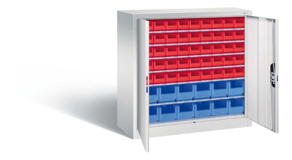 C+P Magazinschrank mit 57 Lagerkästen 6 Böden lichtgrau 1000 x 420 x 1000 mm Produktbild C+P Magazinschrank mit 57 Lagerkästen 6 Böden lichtgrau 1000 x 420 x 1000 mm bild 2