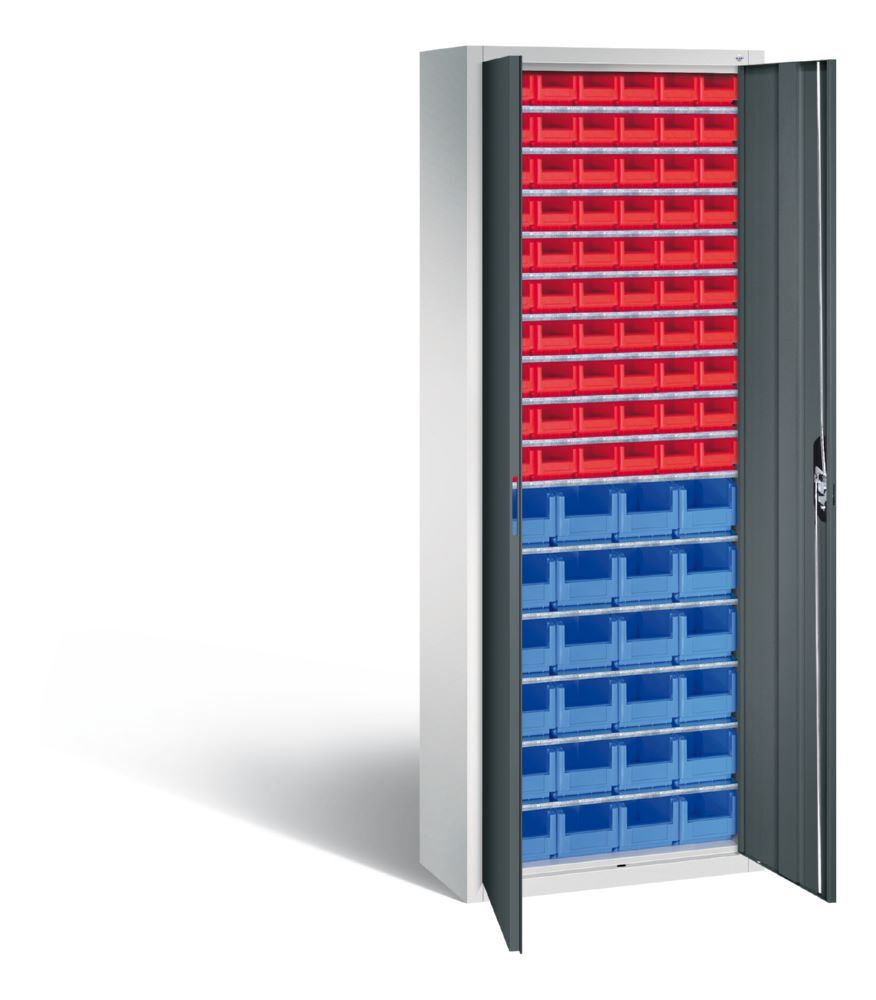 C+P Magazinschrank mit 84 Lagerkästen Türen in dunkelgrau 700 x 300 x 1980 mm Produktbild C+P Magazinschrank mit 84 Lagerkästen Türen in dunkelgrau 700 x 300 x 1980 mm bild 2