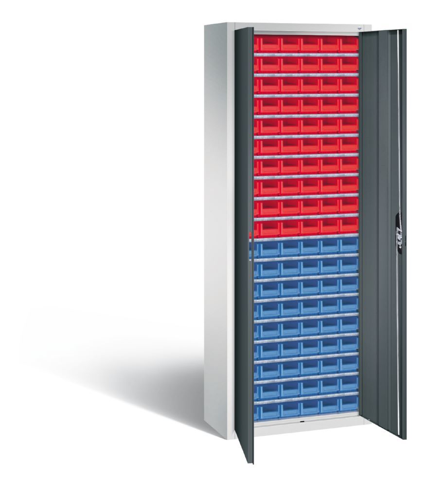 C+P Magazinschrank mit 114 Lagerkästen Türen in anthrazit 700 x 300 x 1980 mm Produktbild C+P Magazinschrank mit 114 Lagerkästen Türen in anthrazit 700 x 300 x 1980 mm bild 2