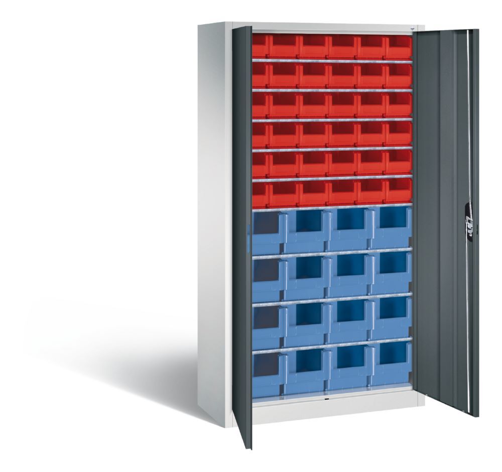 C+P Magazinschrank mit 46 Lagerkästen anthrazit grau 1000 x 420 x 1980 mm Produktbild C+P Magazinschrank mit 46 Lagerkästen anthrazit grau 1000 x 420 x 1980 mm bild 2