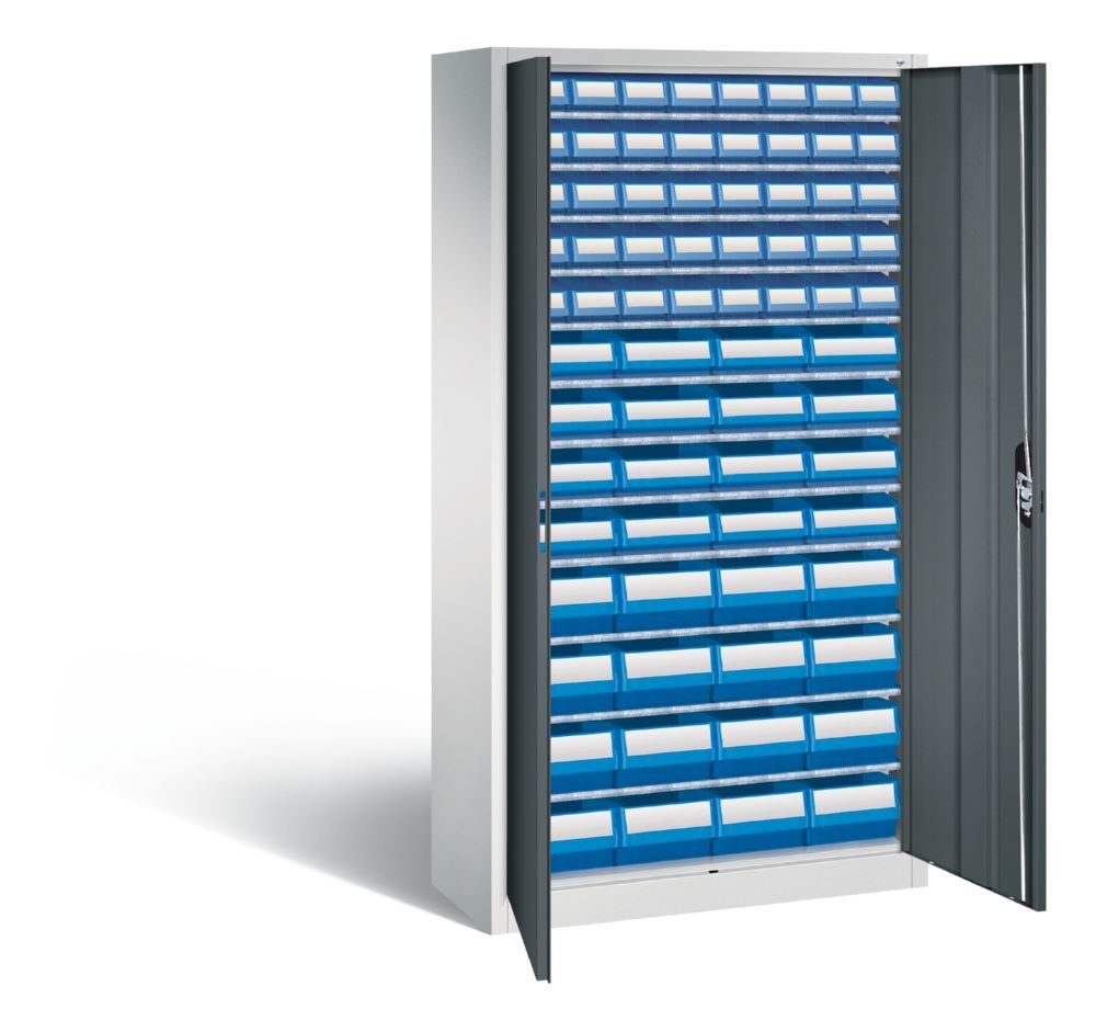 C+P Magazinschrank mit 72 Sichtlagerkästen H 1980 mm lichtgrau anthrazit Produktbild C+P Magazinschrank mit 72 Sichtlagerkästen H 1980 mm lichtgrau anthrazit bild 2