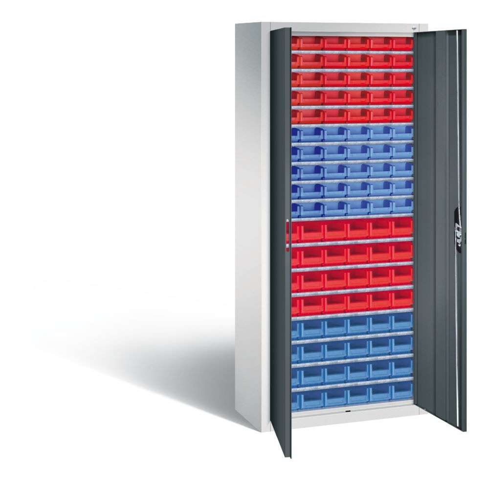 C+P Magazinschrank 108 Sichtlagerkästen grau 700 x 300 x 1690 mm Produktbild C+P Magazinschrank 108 Sichtlagerkästen grau 700 x 300 x 1690 mm bild 2