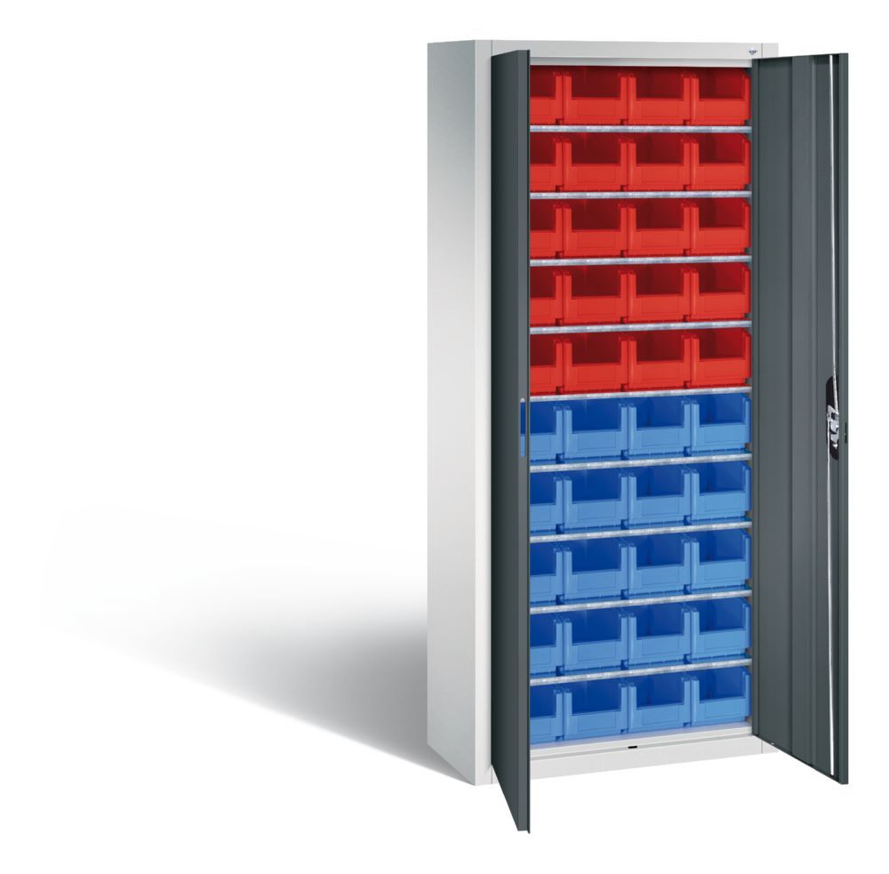 C+P Magazinschrank mit 40 Sichtlagerkästen anthrazit 700 x 300 x 1690 mm Produktbild C+P Magazinschrank mit 40 Sichtlagerkästen anthrazit 700 x 300 x 1690 mm bild 2