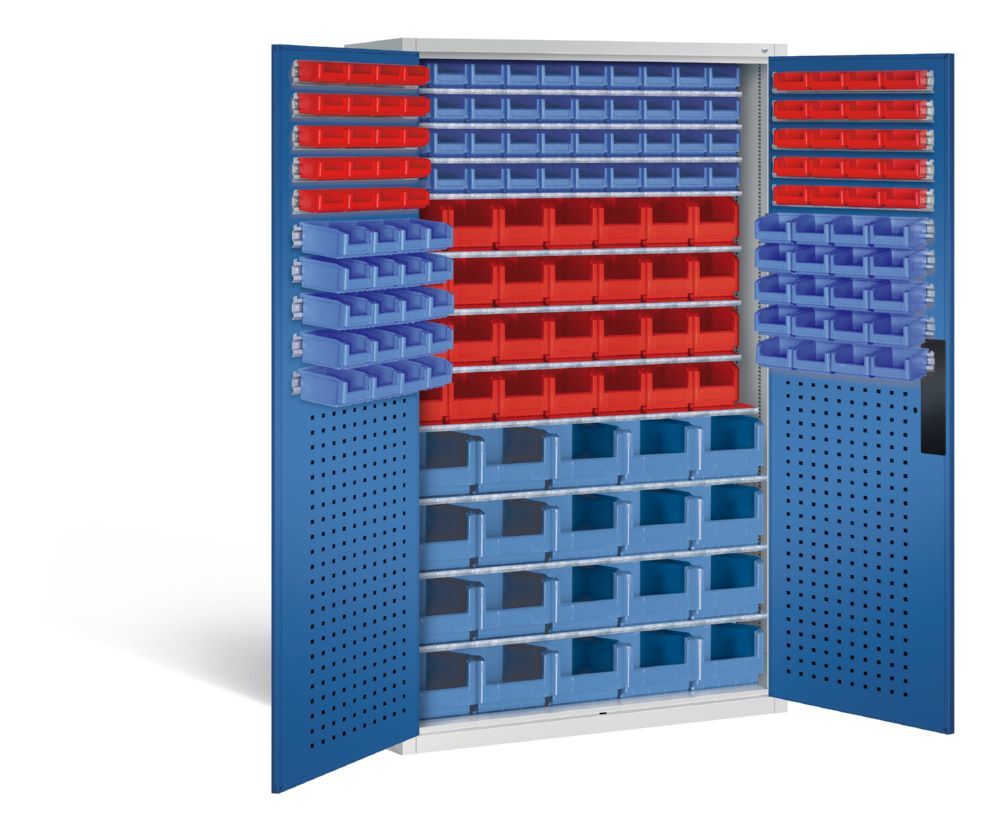 C+P Magazinschrank mit 168 Sichtlagerkästen Höhe 1950 mm lichtgrau enzianblau Produktbild C+P Magazinschrank mit 168 Sichtlagerkästen Höhe 1950 mm lichtgrau enzianblau bild 2