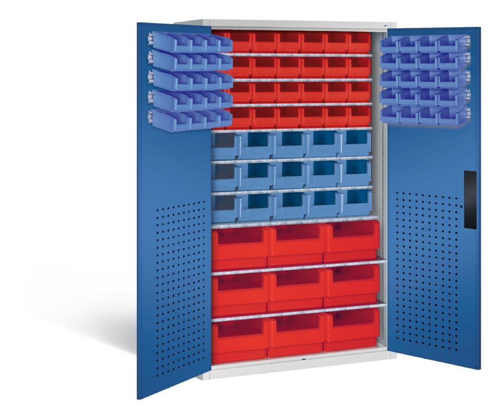 C+P Magazinschrank mit 92 Sichtlagerkästen H 1950 mm lichtgrau enzianblau Produktbild C+P Magazinschrank mit 92 Sichtlagerkästen H 1950 mm lichtgrau enzianblau bild 2